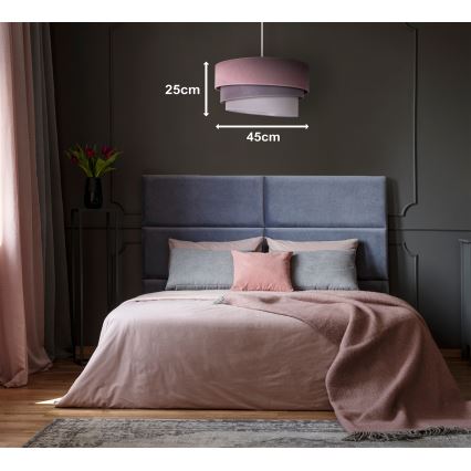 Duolla - Hanglamp aan een koord TRIO 1xE27/15W/230V diameter 45 cm roze/grijs/wit