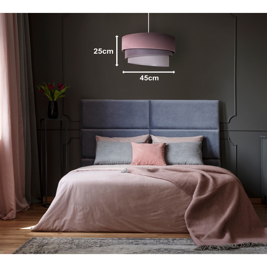 Duolla - Hanglamp aan een koord TRIO 1xE27/15W/230V diameter 45 cm roze/grijs/wit