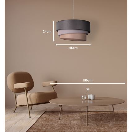 Duolla - Hanglamp aan een koord TRIO 1xE27/40W/230V diameter 45 cm antraciet/grijs/bruin