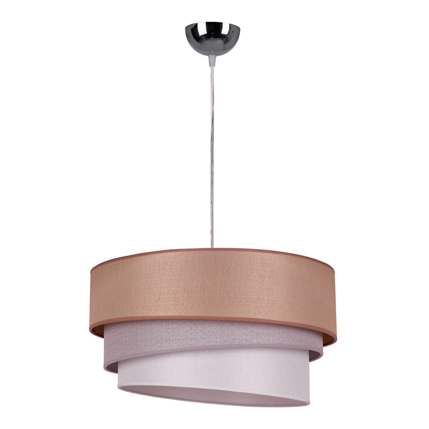 Duolla - Hanglamp aan een koord TRIO 1xE27/40W/230V diameter 45 cm bruin/grijs/zilver