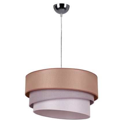 Duolla - Hanglamp aan een koord TRIO 1xE27/40W/230V diameter 45 cm bruin/grijs/zilver