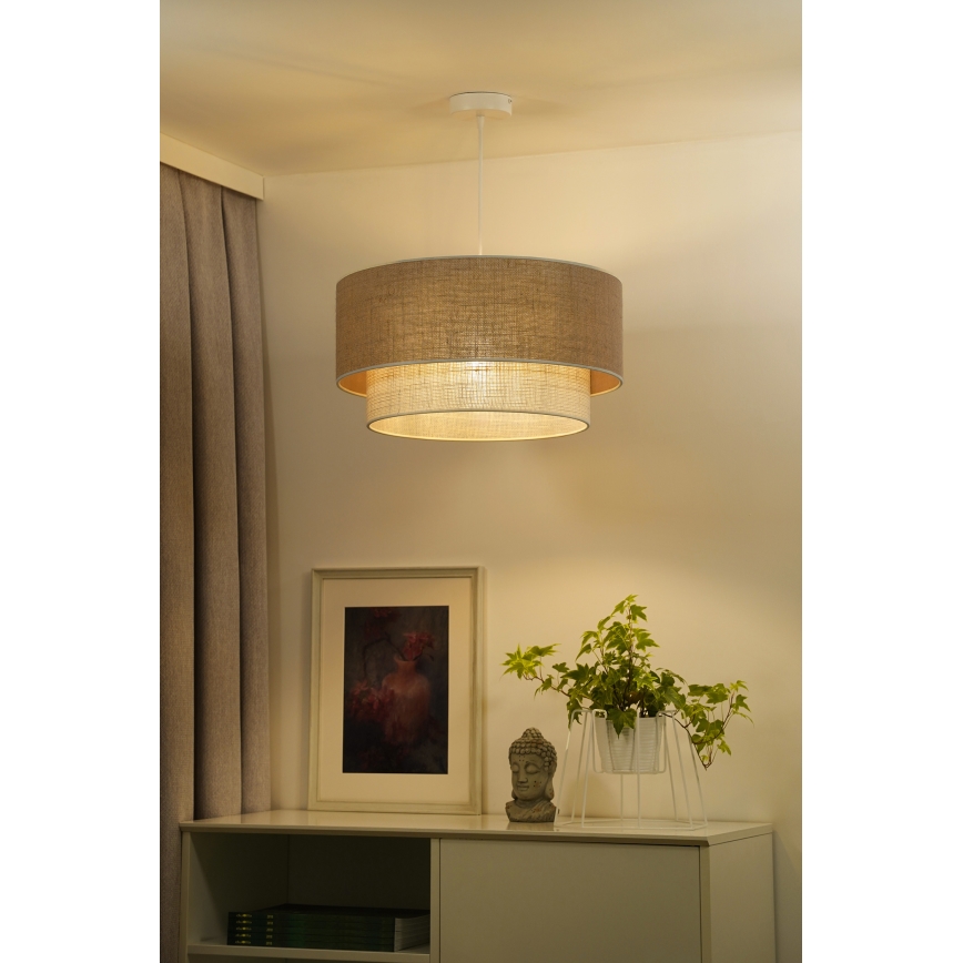 Duolla - Hanglamp aan een koord YUTE BOHO 1xE27/15W/230V diameter 45 cm bruin/crème