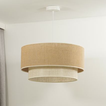 Duolla - Hanglamp aan een koord YUTE BOHO 1xE27/15W/230V diameter 45 cm bruin/crème