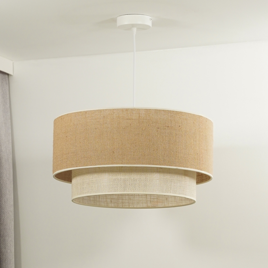 Duolla - Hanglamp aan een koord YUTE BOHO 1xE27/15W/230V diameter 45 cm bruin/crème