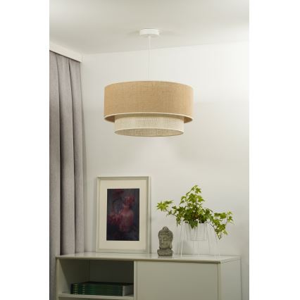 Duolla - Hanglamp aan een koord YUTE BOHO 1xE27/15W/230V diameter 45 cm bruin/crème