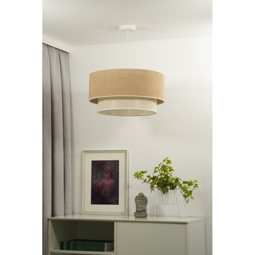 Duolla - Hanglamp aan een koord YUTE BOHO 1xE27/15W/230V diameter 45 cm bruin/crème