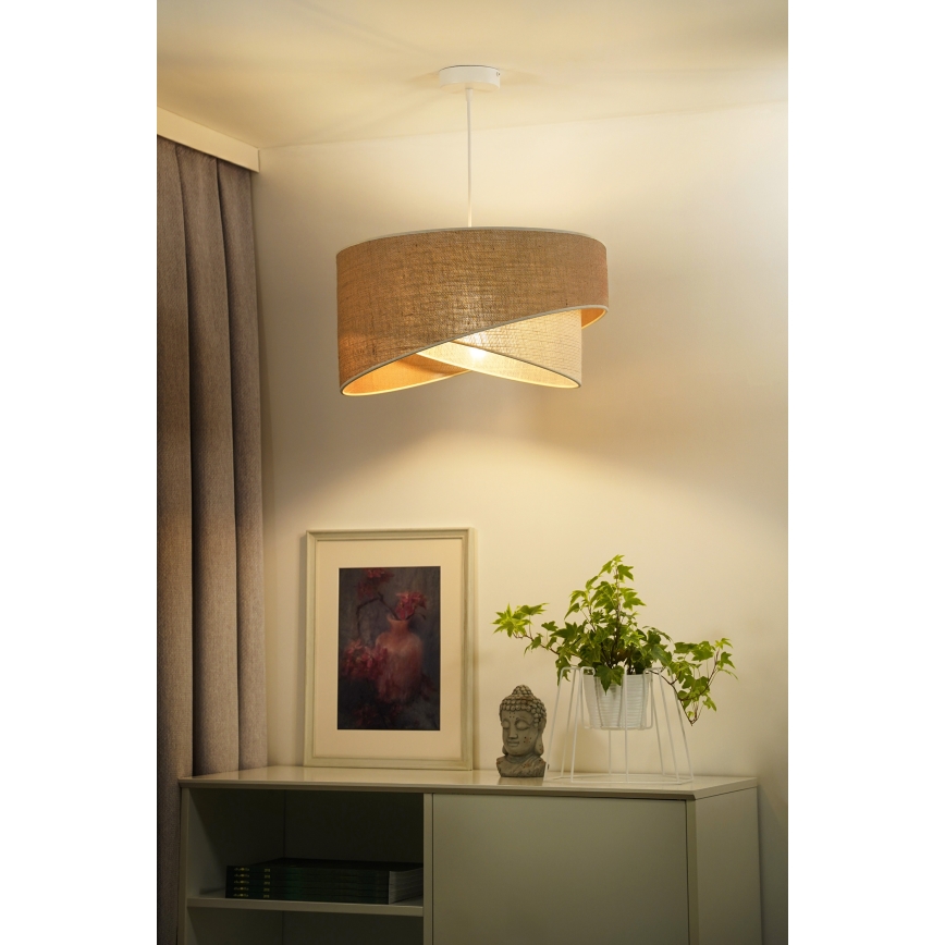Duolla - Hanglamp aan een koord YUTE CELLO 1xE27/15W/230V diameter 45 cm bruin/grijs