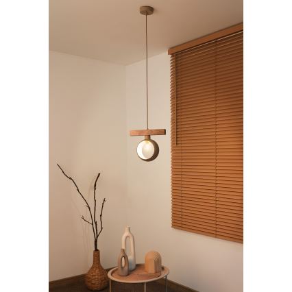 Duolla - Hanglamp aan kabel IRONLINE 1xE27/15W/230V grenen/eiken/beige