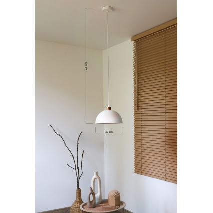 Duolla - Hanglamp aan kabel IRONLINE 1xE27/15W/230V Ø 27 cm wit/koper