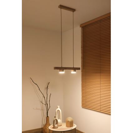Duolla - Hanglamp aan kabel IRONLINE 2xGX53/3W/230V dennenhout/eikenhout/beige