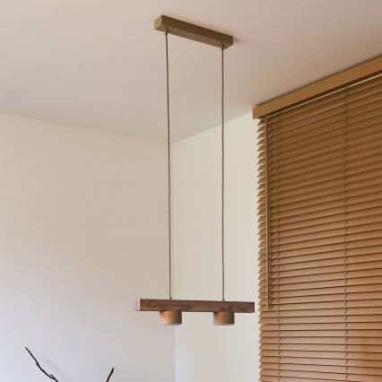 Duolla - Hanglamp aan kabel IRONLINE 2xGX53/3W/230V dennenhout/eikenhout/beige