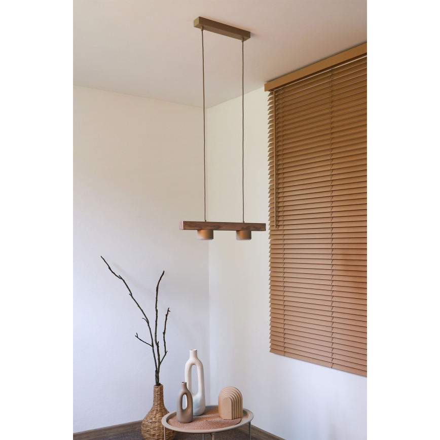 Duolla - Hanglamp aan kabel IRONLINE 2xGX53/3W/230V dennenhout/eikenhout/beige