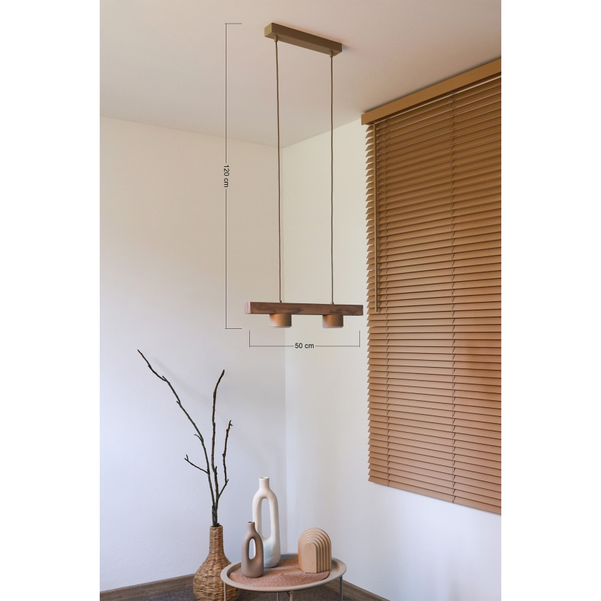 Duolla - Hanglamp aan kabel IRONLINE 2xGX53/3W/230V dennenhout/eikenhout/beige