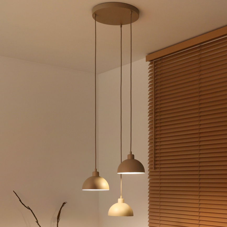 Duolla - Hanglamp aan kabel IRONLINE 3xE27/15W/230V beige