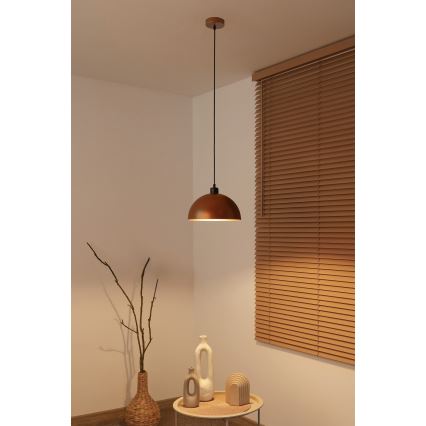Duolla - Hanglamp aan snoer IRONLINE 1xE27/15W/230V Ø 27 cm koper/zwart
