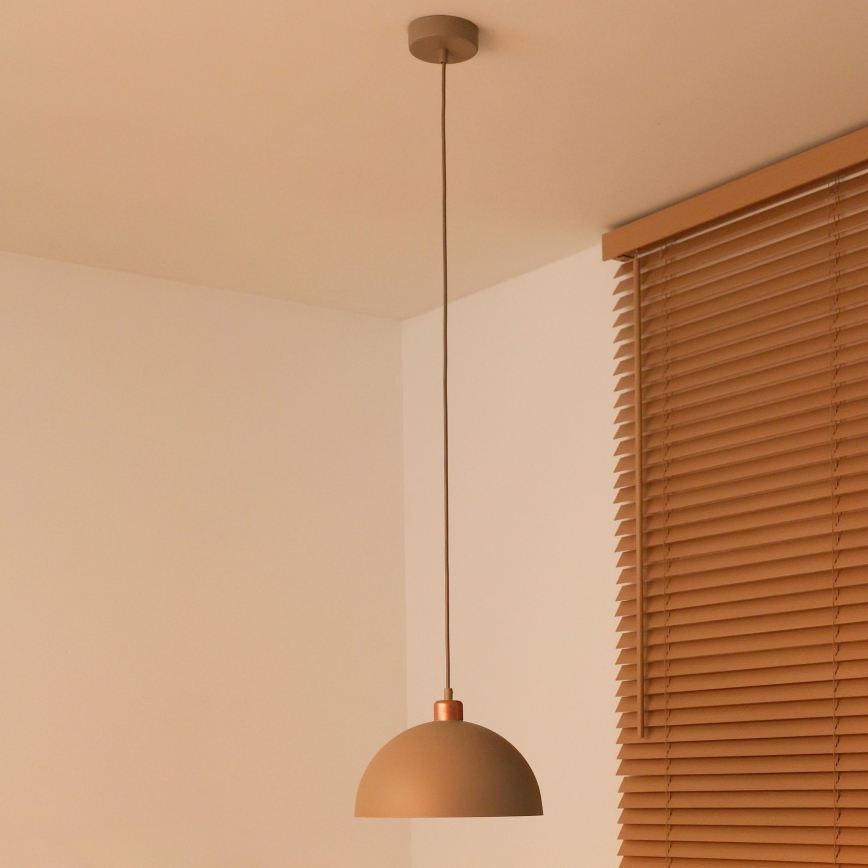 Duolla - Hanglamp met kabel IRONLINE 1xE27/15W/230V Ø 27 cm beige/koper