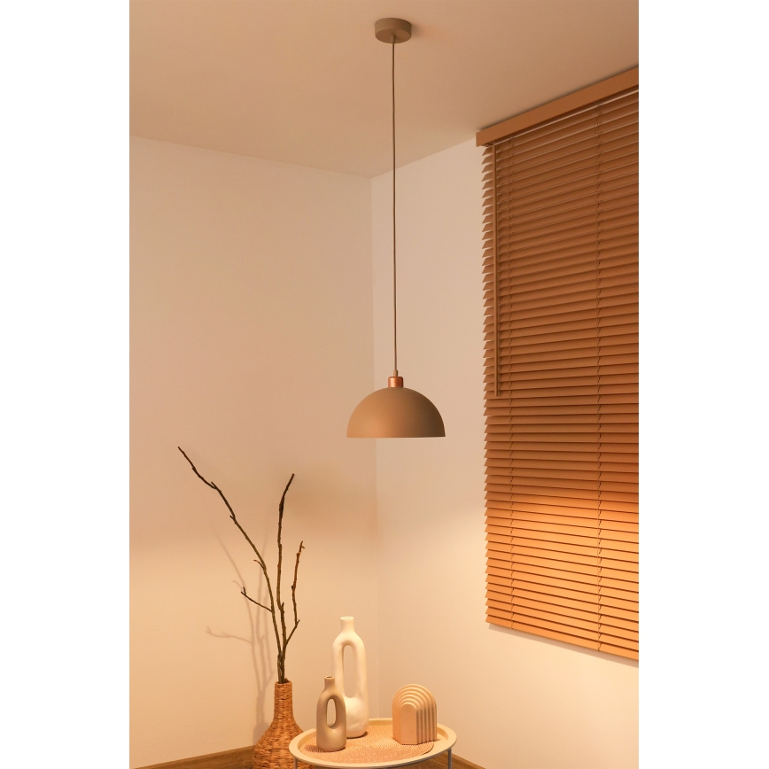Duolla - Hanglamp met kabel IRONLINE 1xE27/15W/230V Ø 27 cm beige/koper