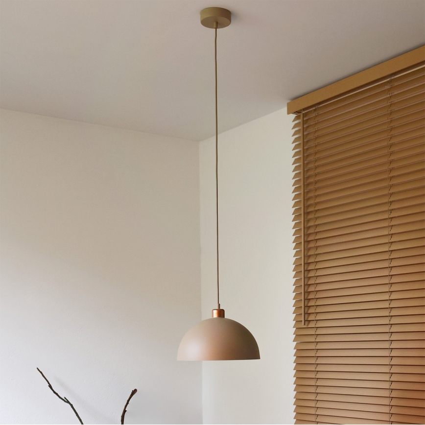 Duolla - Hanglamp met kabel IRONLINE 1xE27/15W/230V Ø 27 cm beige/koper