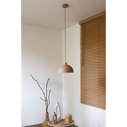 Duolla - Hanglamp met kabel IRONLINE 1xE27/15W/230V Ø 27 cm beige/koper