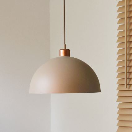 Duolla - Hanglamp met kabel IRONLINE 1xE27/15W/230V Ø 27 cm beige/koper