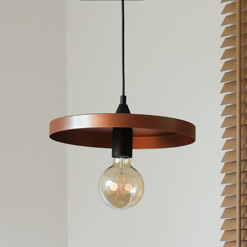 Duolla - Hanglamp met kabel IRONLINE 1xE27/15W/230V Ø 30 cm koper/zwart