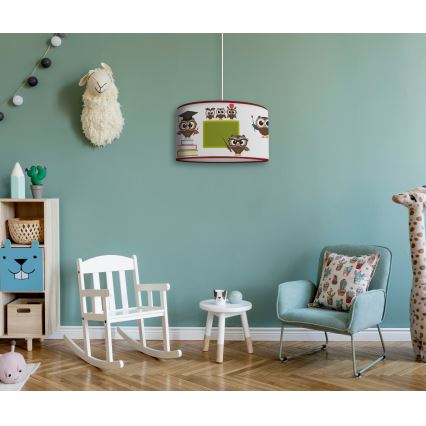 Duolla - Kinder hanglamp aan een koord OWLS MULTI 1xE27/15W/230V diameter 35 cm