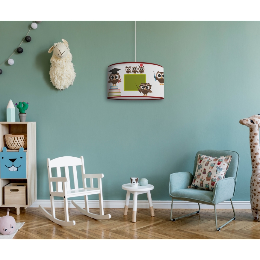 Duolla - Kinder hanglamp aan een koord OWLS MULTI 1xE27/15W/230V diameter 35 cm