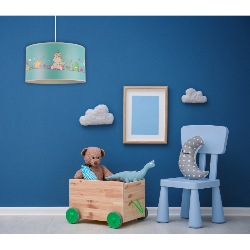 Duolla - Kinder hanglamp aan een koord UNICORN 1xE27/15W/230V diameter 35 cm