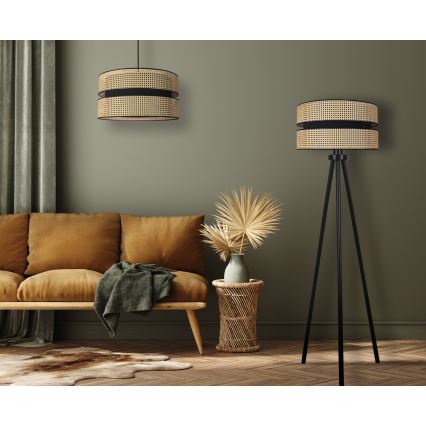 Duolla - Lampadaire DUO 1xE27/15W/230V d. 40 cm rotin/noir