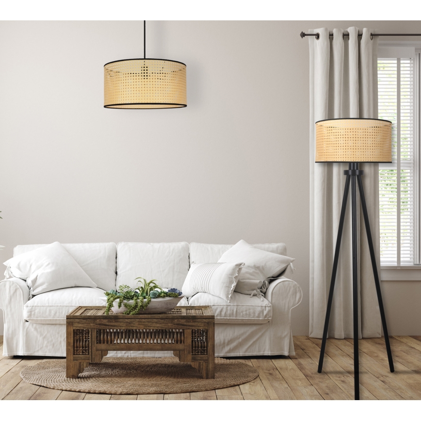 Duolla - Lampadaire ROLLER 1xE27/15W/230V d. 45 cm rotin/noir