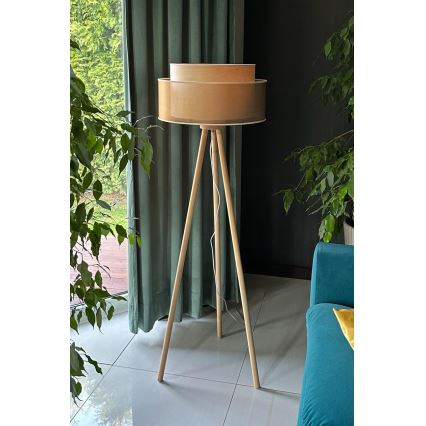 Duolla - Lampadaire WOOD BOHO 1xE27/15W/230V d. 45 cm cuivre/marron/beige