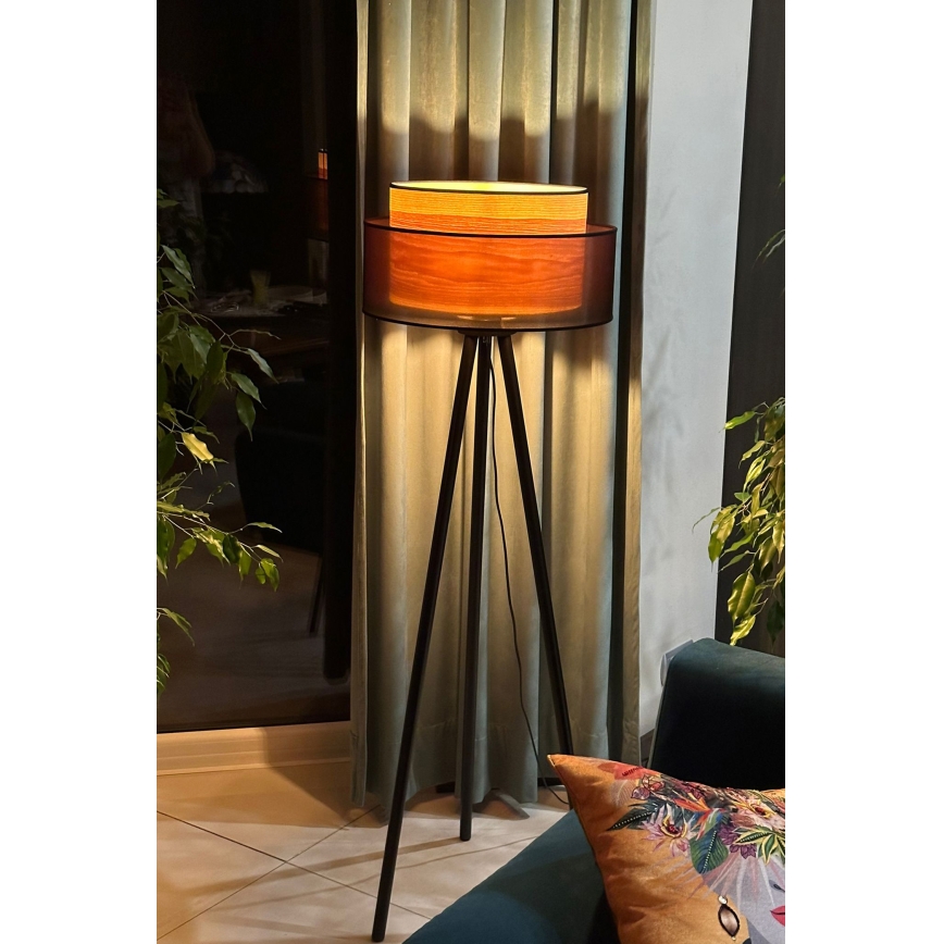 Duolla - Lampadaire WOOD BOHO 1xE27/15W/230V d. 45 cm noir/beige