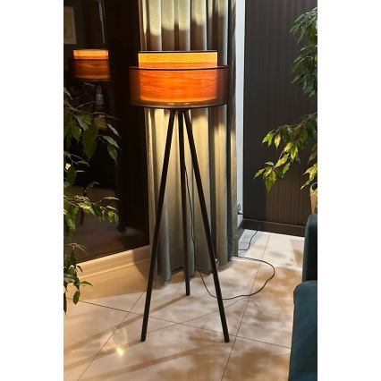 Duolla - Lampadaire WOOD BOHO 1xE27/15W/230V d. 45 cm noir/beige