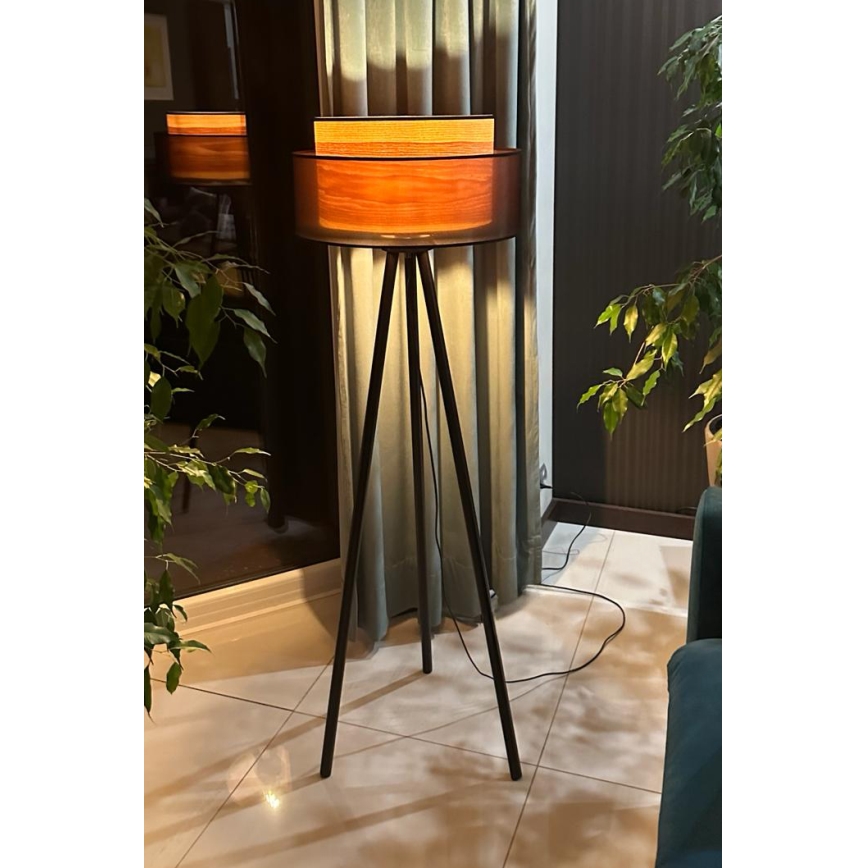 Duolla - Lampadaire WOOD BOHO 1xE27/15W/230V d. 45 cm noir/beige