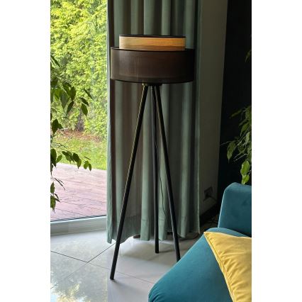 Duolla - Lampadaire WOOD BOHO 1xE27/15W/230V d. 45 cm noir/beige
