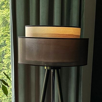Duolla - Lampadaire WOOD BOHO 1xE27/15W/230V d. 45 cm noir/beige