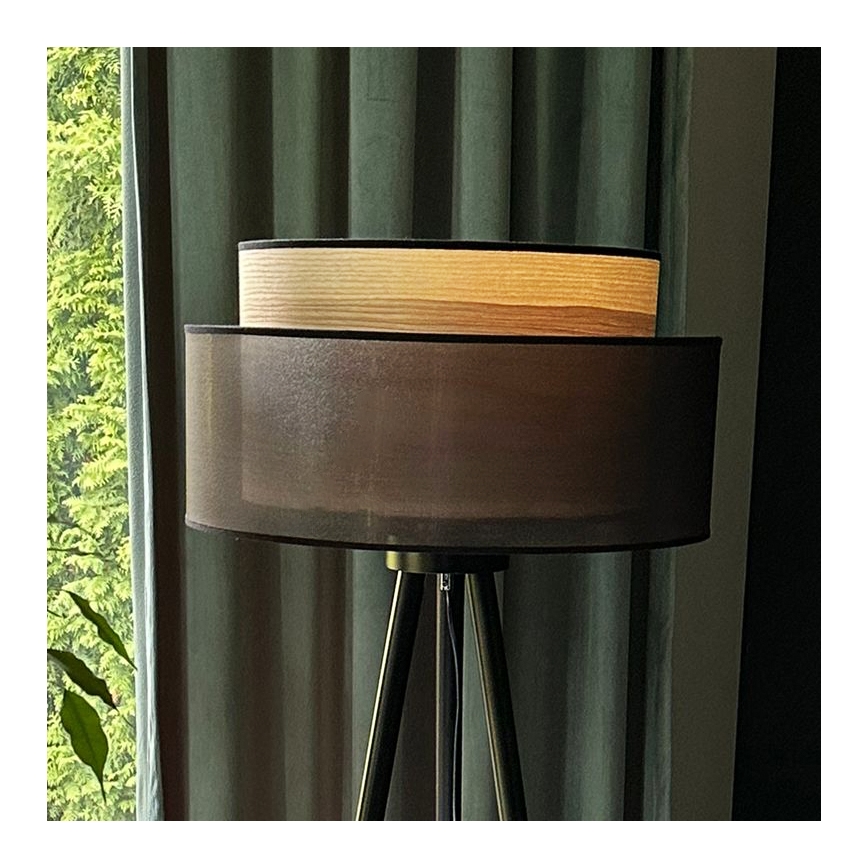 Duolla - Lampadaire WOOD BOHO 1xE27/15W/230V d. 45 cm noir/beige