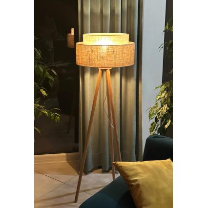 Duolla - Lampadaire YUTE BOHO 1xE27/15W/230V d. 45 cm marron/crème