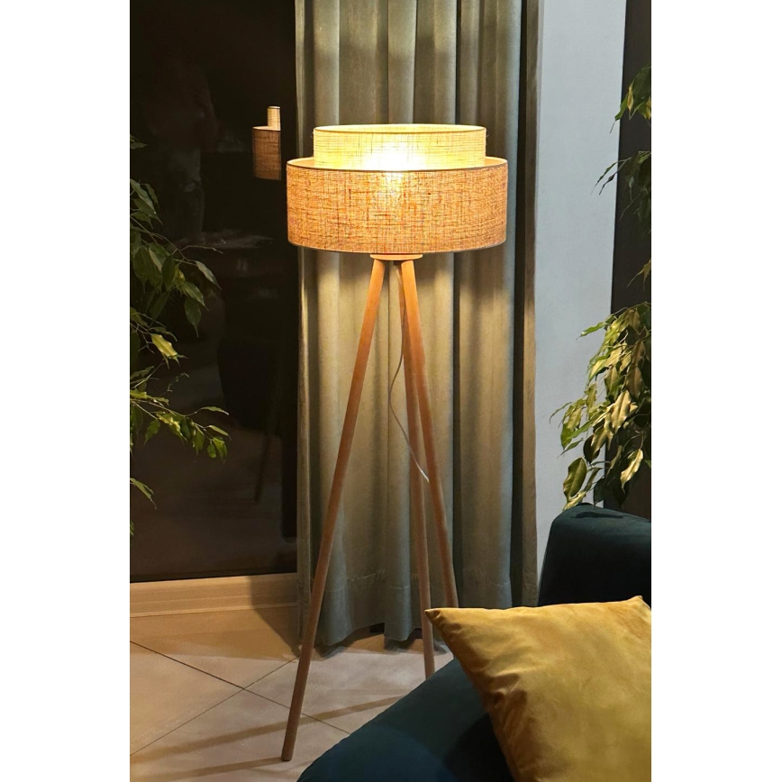 Duolla - Lampadaire YUTE BOHO 1xE27/15W/230V d. 45 cm marron/crème
