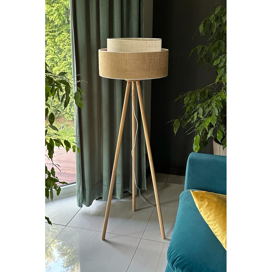 Duolla - Lampadaire YUTE BOHO 1xE27/15W/230V d. 45 cm marron/crème