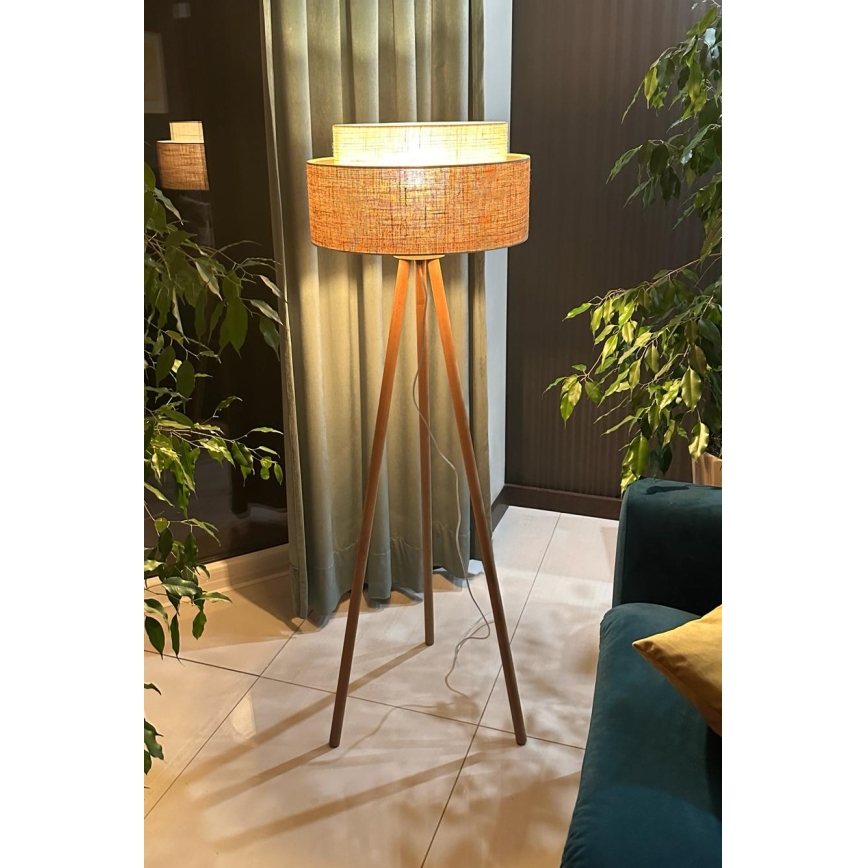 Duolla - Lampadaire YUTE BOHO 1xE27/15W/230V d. 45 cm marron/crème