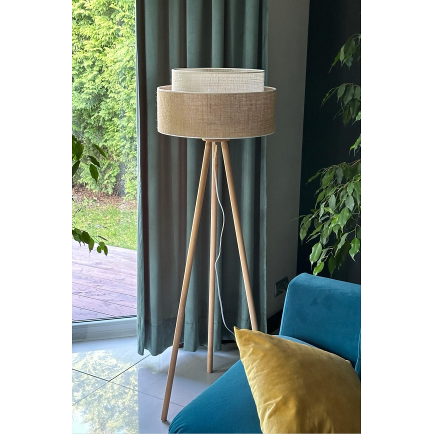 Duolla - Lampadaire YUTE BOHO 1xE27/15W/230V d. 45 cm marron/crème