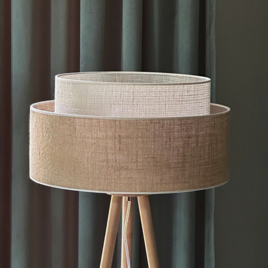 Duolla - Lampadaire YUTE BOHO 1xE27/15W/230V d. 45 cm marron/crème