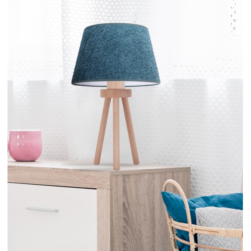 Duolla - Lampe de table BOUCLE 1xE27/15W/230V d. 28 cm turquoise/bois