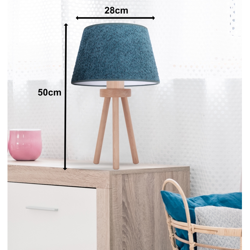 Duolla - Lampe de table BOUCLE 1xE27/15W/230V d. 28 cm turquoise/bois