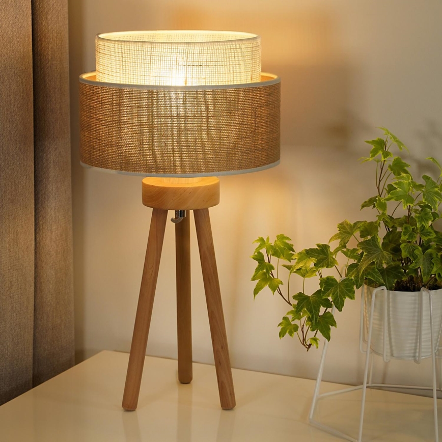 Duolla - Lampe de table YUTE BOHO 1xE27/15W/230V d. 25 cm marron/crème