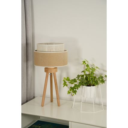 Duolla - Lampe de table YUTE BOHO 1xE27/15W/230V d. 25 cm marron/crème