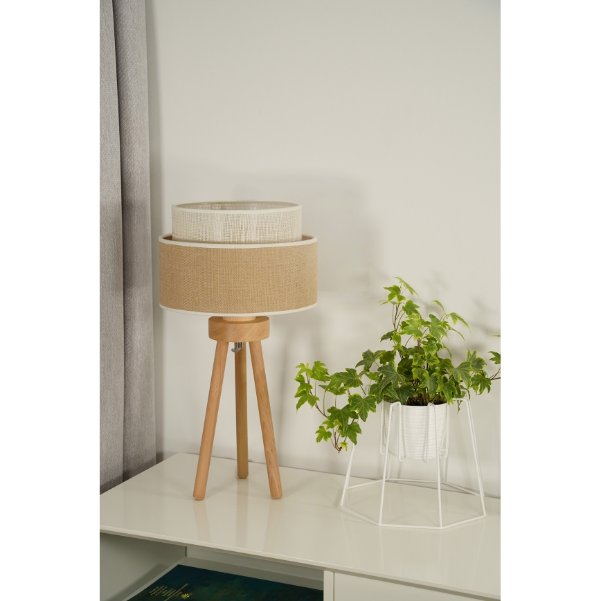 Duolla - Lampe de table YUTE BOHO 1xE27/15W/230V d. 25 cm marron/crème
