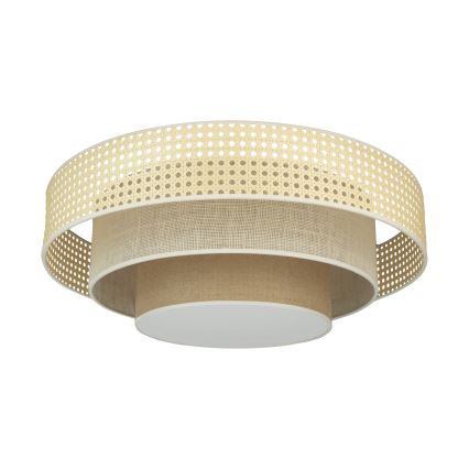 Duolla - LED Plafondlamp LUNETA LED/26W/230V diameter 60 cm 4000K rotan/beige/bruin