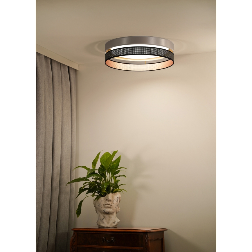 Duolla - LED Plafondlamp ROLLER DUO SHINY LED/24W/230V diameter 45 cm zilver/zwart